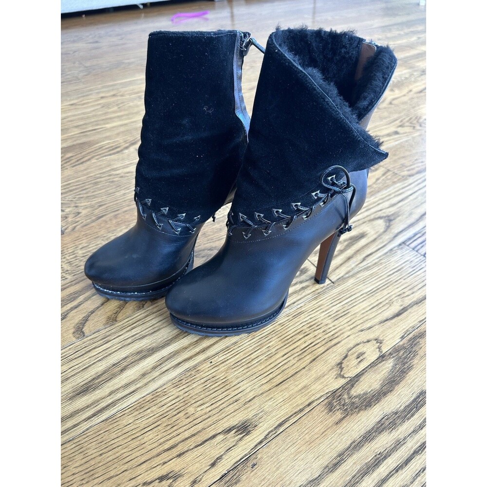 Alaia Azzedine Lace-Up Leather Suede Platform Ankle High Heel Booties EU 38.5 - Picture 15 of 15